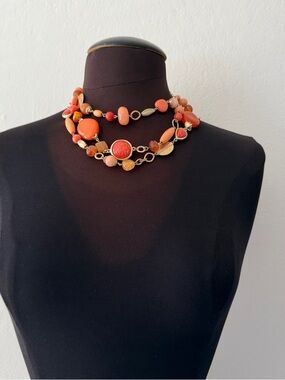 CHICO’S Multi-Strand Coral Bead Statement Necklace - Coral